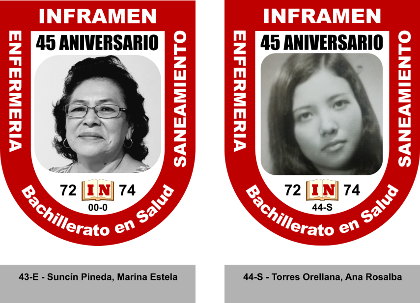 43-E - Suncín Pineda, Marina Estela 44-S - Torres Orellana, Ana Rosalba